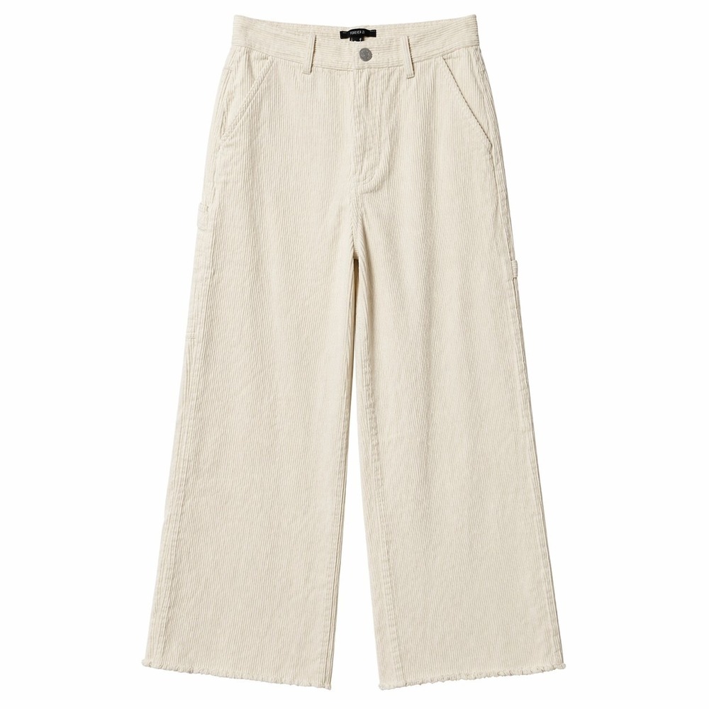 FOREVER 21 Corduroy Carpenter Wide-Leg Pant Sz M High-Rise Raw Hem Grunge 90s Y2